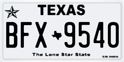 TX license plate BFX9540