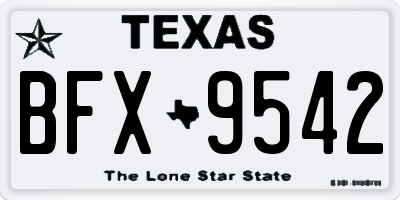 TX license plate BFX9542