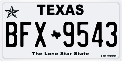 TX license plate BFX9543