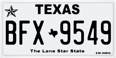 TX license plate BFX9549