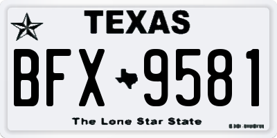 TX license plate BFX9581