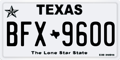 TX license plate BFX9600