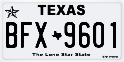 TX license plate BFX9601