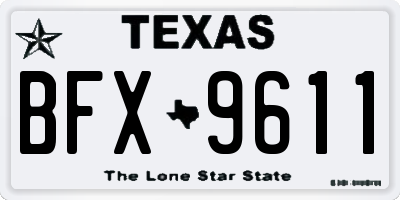 TX license plate BFX9611