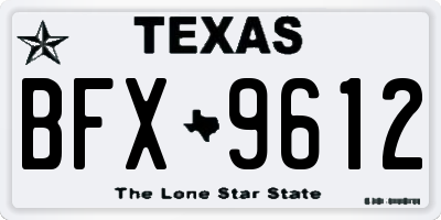 TX license plate BFX9612