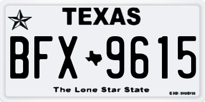 TX license plate BFX9615