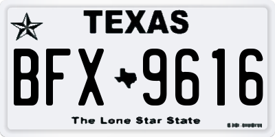 TX license plate BFX9616