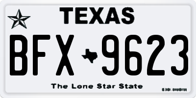 TX license plate BFX9623