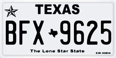 TX license plate BFX9625