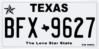 TX license plate BFX9627