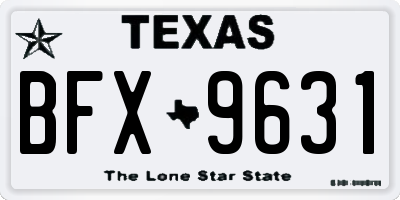 TX license plate BFX9631
