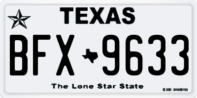 TX license plate BFX9633