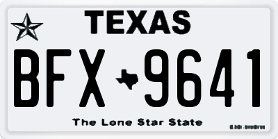 TX license plate BFX9641