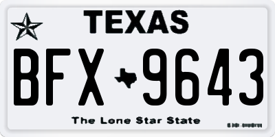 TX license plate BFX9643