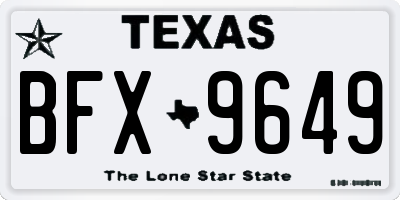 TX license plate BFX9649