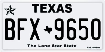TX license plate BFX9650