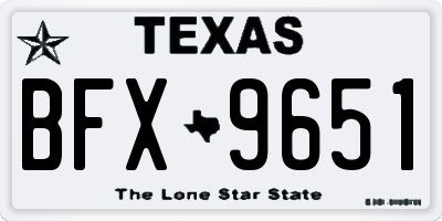 TX license plate BFX9651