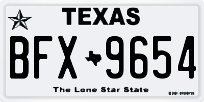 TX license plate BFX9654
