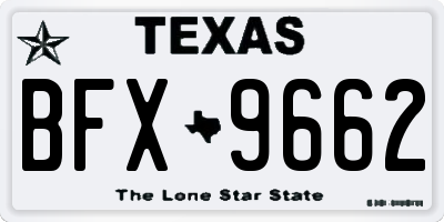 TX license plate BFX9662