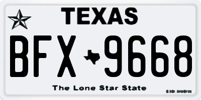 TX license plate BFX9668