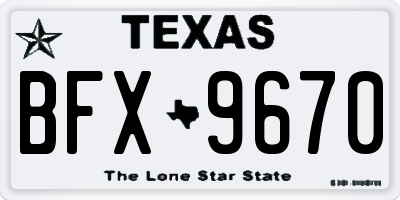 TX license plate BFX9670