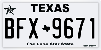 TX license plate BFX9671
