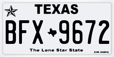 TX license plate BFX9672