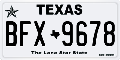 TX license plate BFX9678