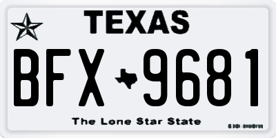 TX license plate BFX9681