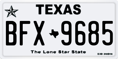 TX license plate BFX9685
