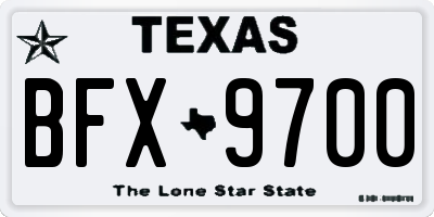 TX license plate BFX9700