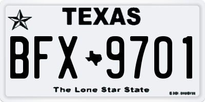 TX license plate BFX9701