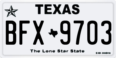 TX license plate BFX9703