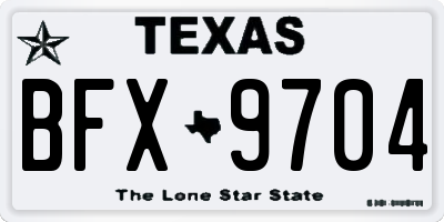 TX license plate BFX9704
