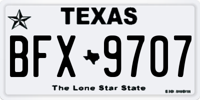 TX license plate BFX9707