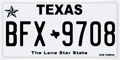 TX license plate BFX9708