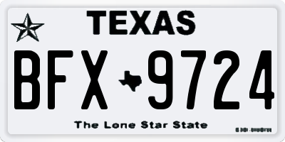 TX license plate BFX9724
