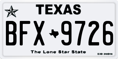 TX license plate BFX9726