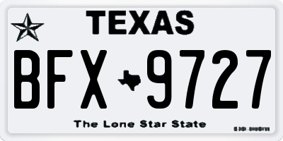 TX license plate BFX9727