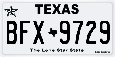 TX license plate BFX9729