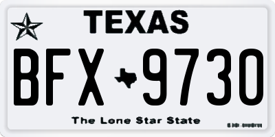 TX license plate BFX9730
