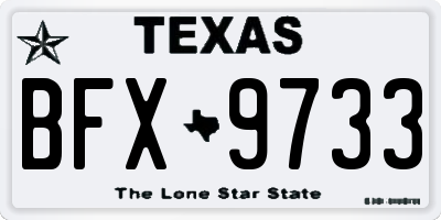 TX license plate BFX9733