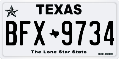 TX license plate BFX9734