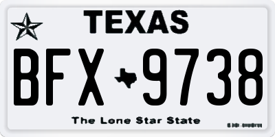 TX license plate BFX9738