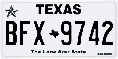 TX license plate BFX9742