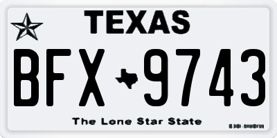 TX license plate BFX9743