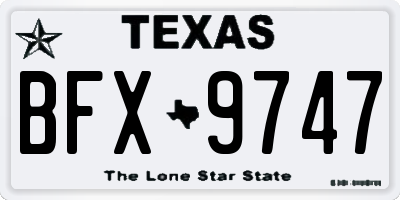 TX license plate BFX9747