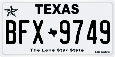 TX license plate BFX9749