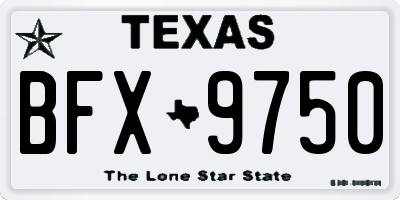 TX license plate BFX9750
