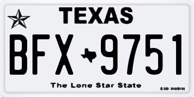 TX license plate BFX9751